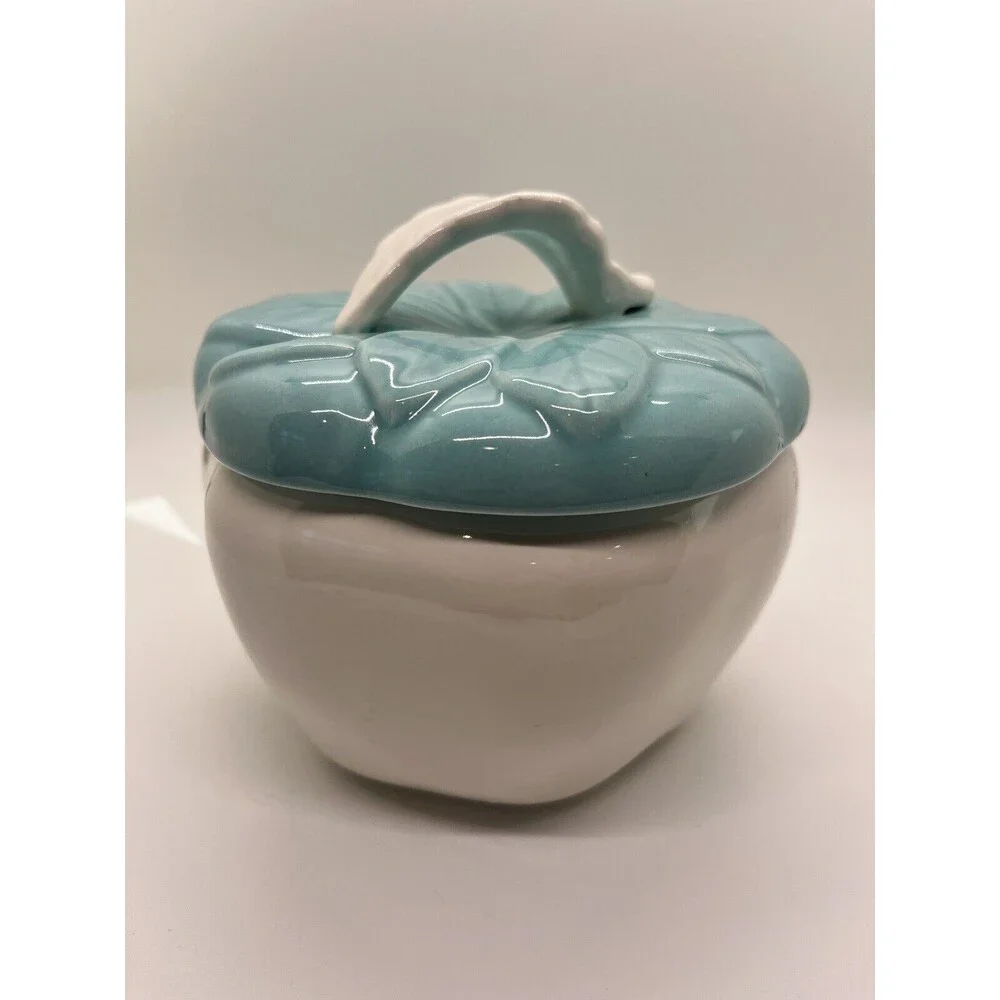 Ceramic Bowl w/Lid for Serving Dips Turquoise Hoenig California Pottery